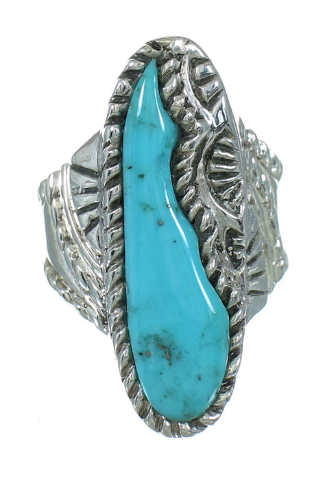 Southwest Turquoise Sterling Silver Ring Size 8-1/4 YX85586